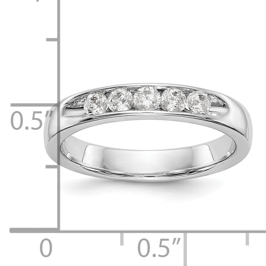 14K White Gold 5-Stone 1/3 carat Round Diamond Complete Channel Band