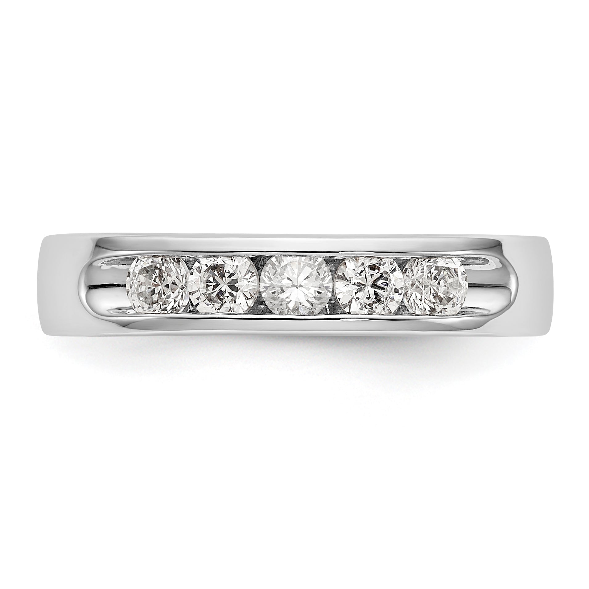 14K White Gold 5-Stone 1/2 carat Round Diamond Complete Channel Band - 6