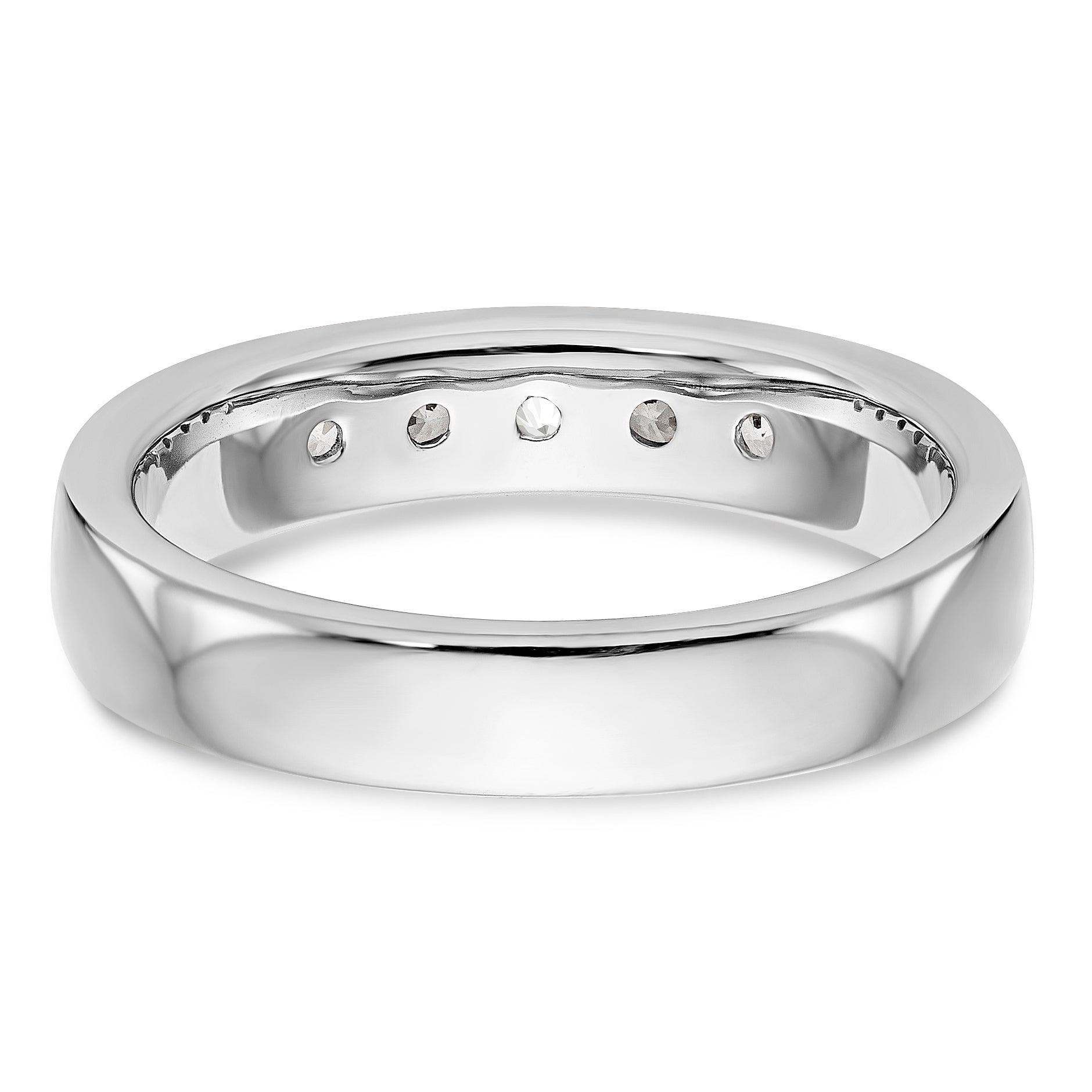 14K White Gold 5-Stone 1/2 carat Round Diamond Complete Channel Band - 6