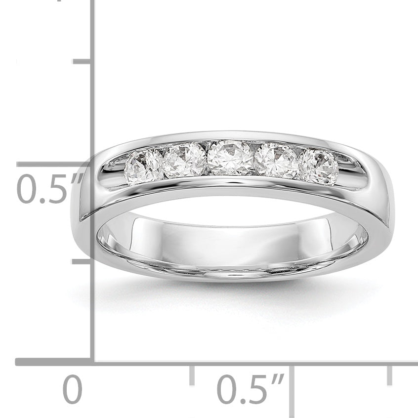 14K White Gold 5-Stone 1/2 carat Round Diamond Complete Channel Band