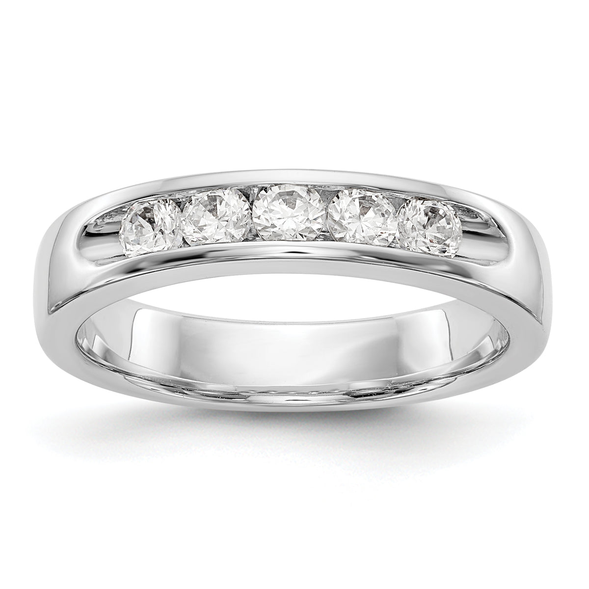 14K White Gold 5-Stone 1/2 carat Round Diamond Complete Channel Band - 6