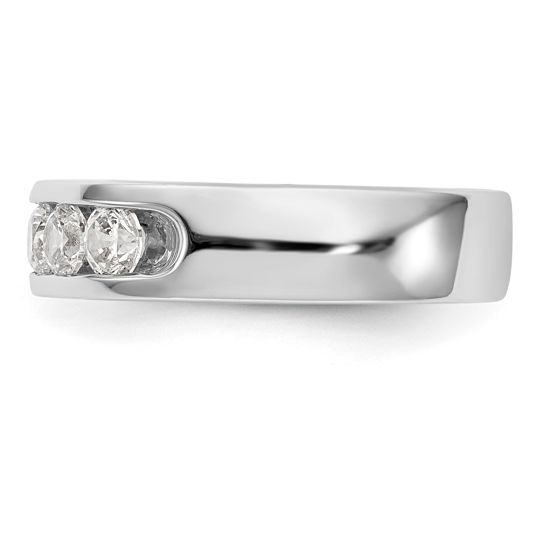 14K White Gold 5-Stone 1 carat Round Diamond Complete Channel Band - 6
