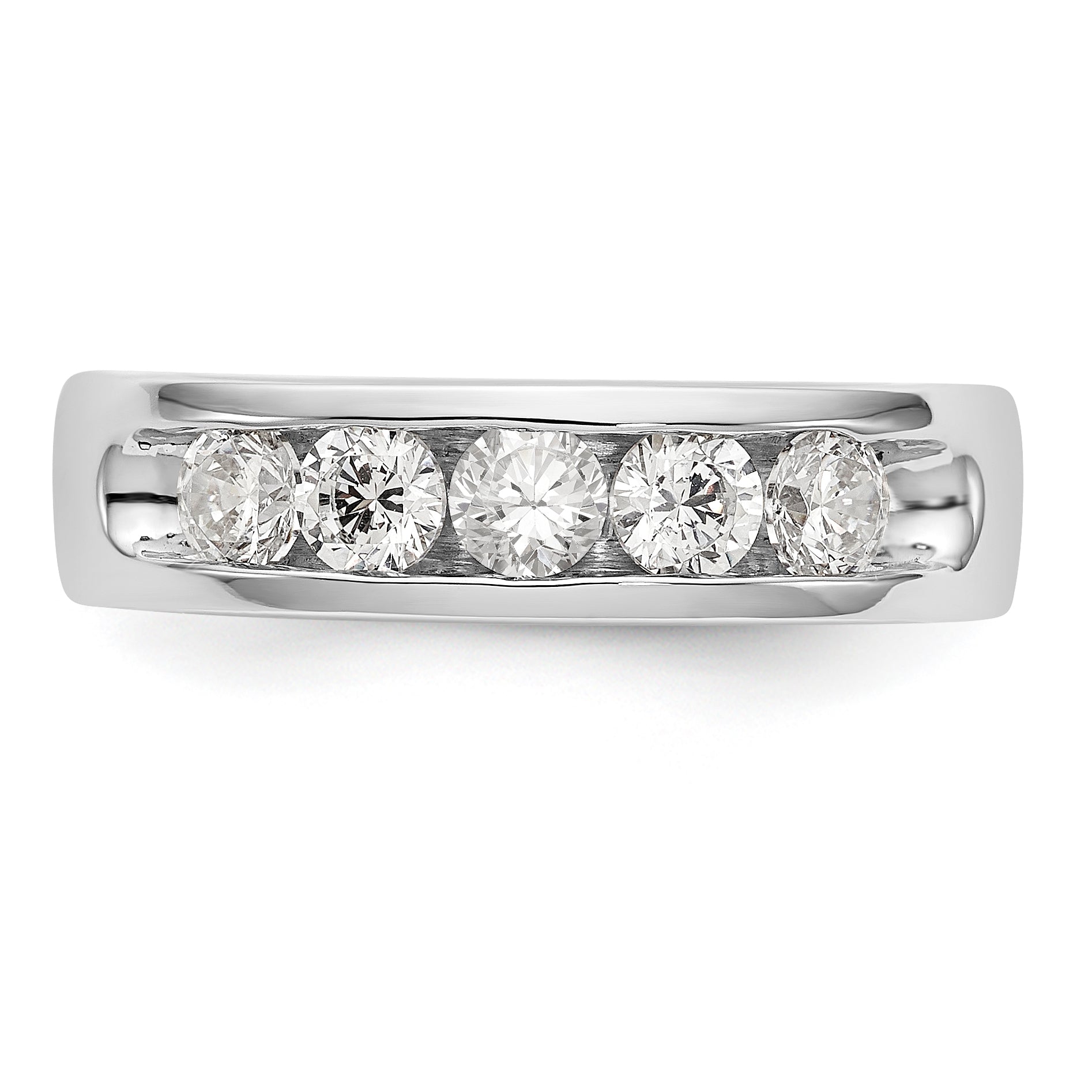 14K White Gold 5-Stone 1 carat Round Diamond Complete Channel Band - 6
