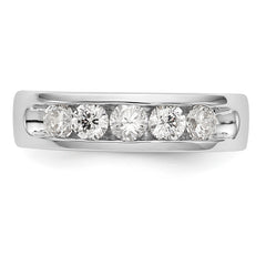 14K White Gold 5-Stone 1 carat Round Diamond Complete Channel Band - 6
