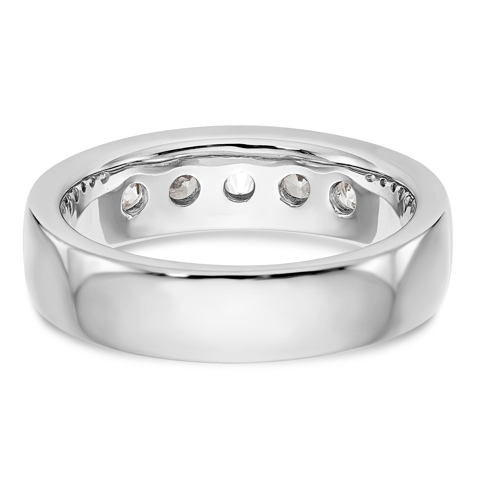 14K White Gold 5-Stone 1 carat Round Diamond Complete Channel Band - 6