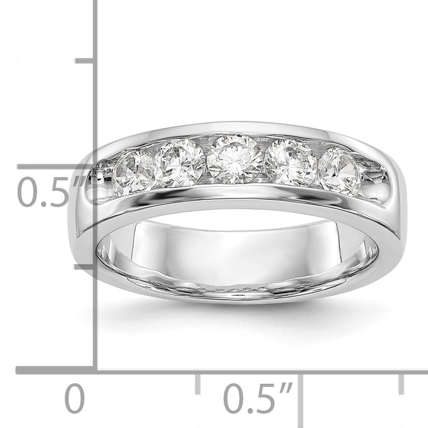 14K White Gold 5-Stone 3/4 carat Round Diamond Complete Channel Band