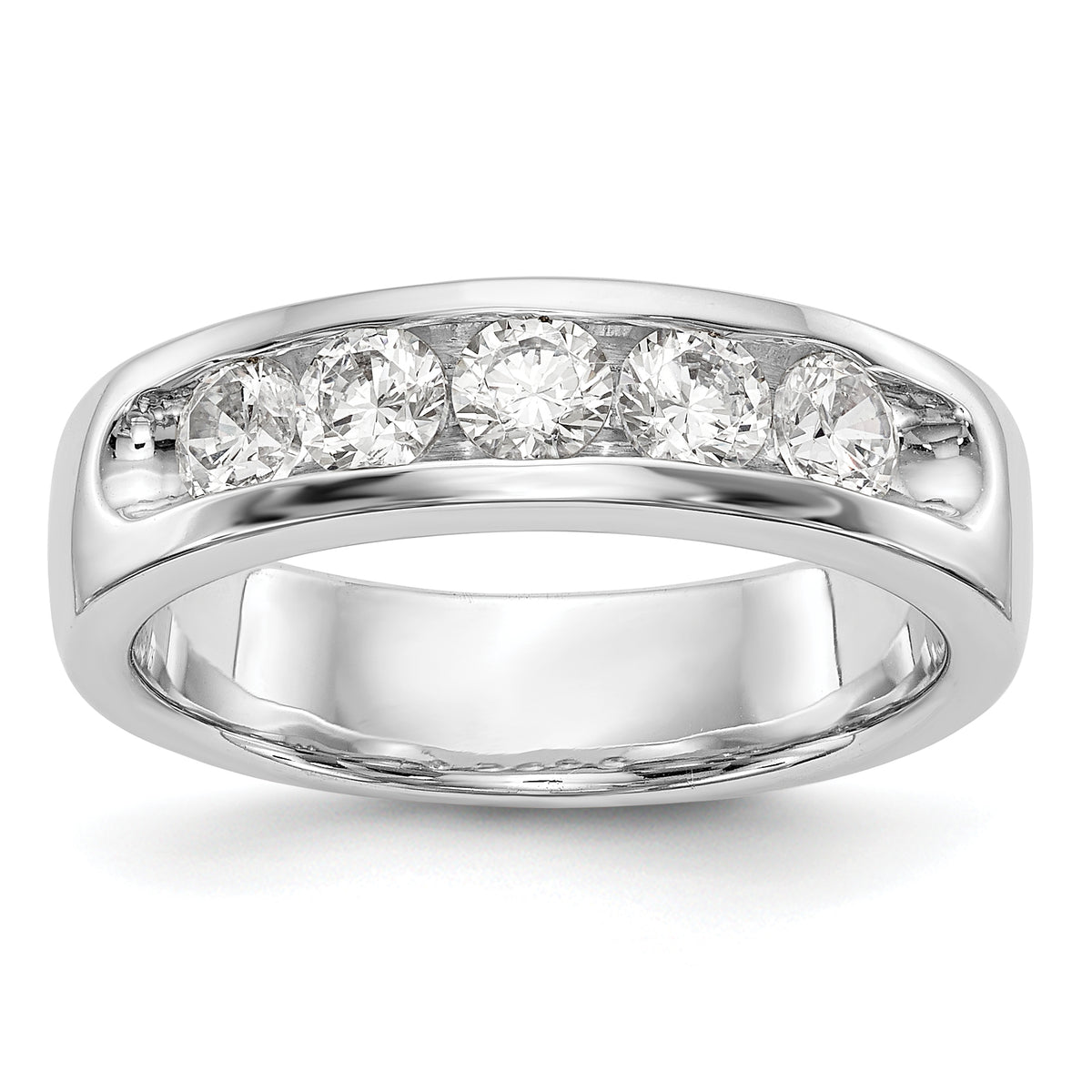 14K White Gold 5-Stone 1 carat Round Diamond Complete Channel Band - 6