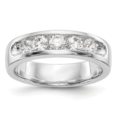 14K White Gold 5-Stone 1 carat Round Diamond Complete Channel Band - 6