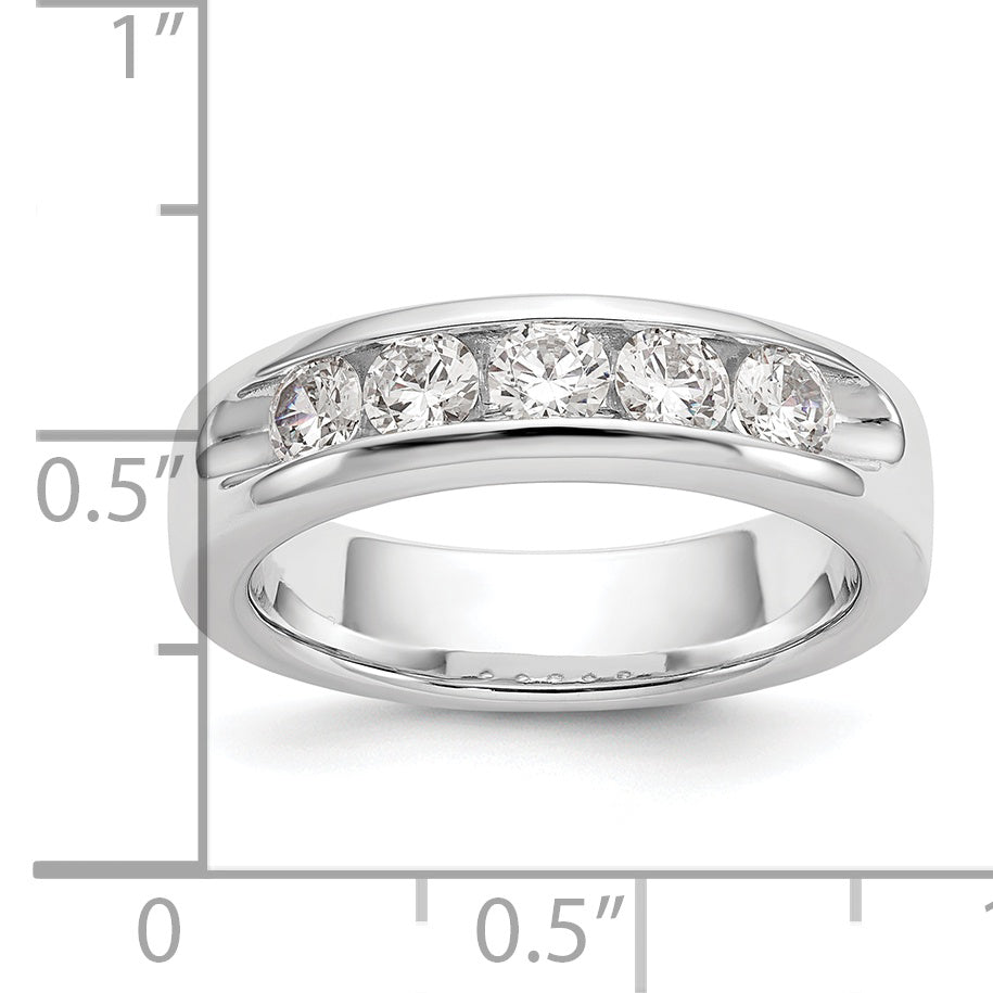 14K White Gold 5-Stone 1 carat Round Diamond Complete Channel Band