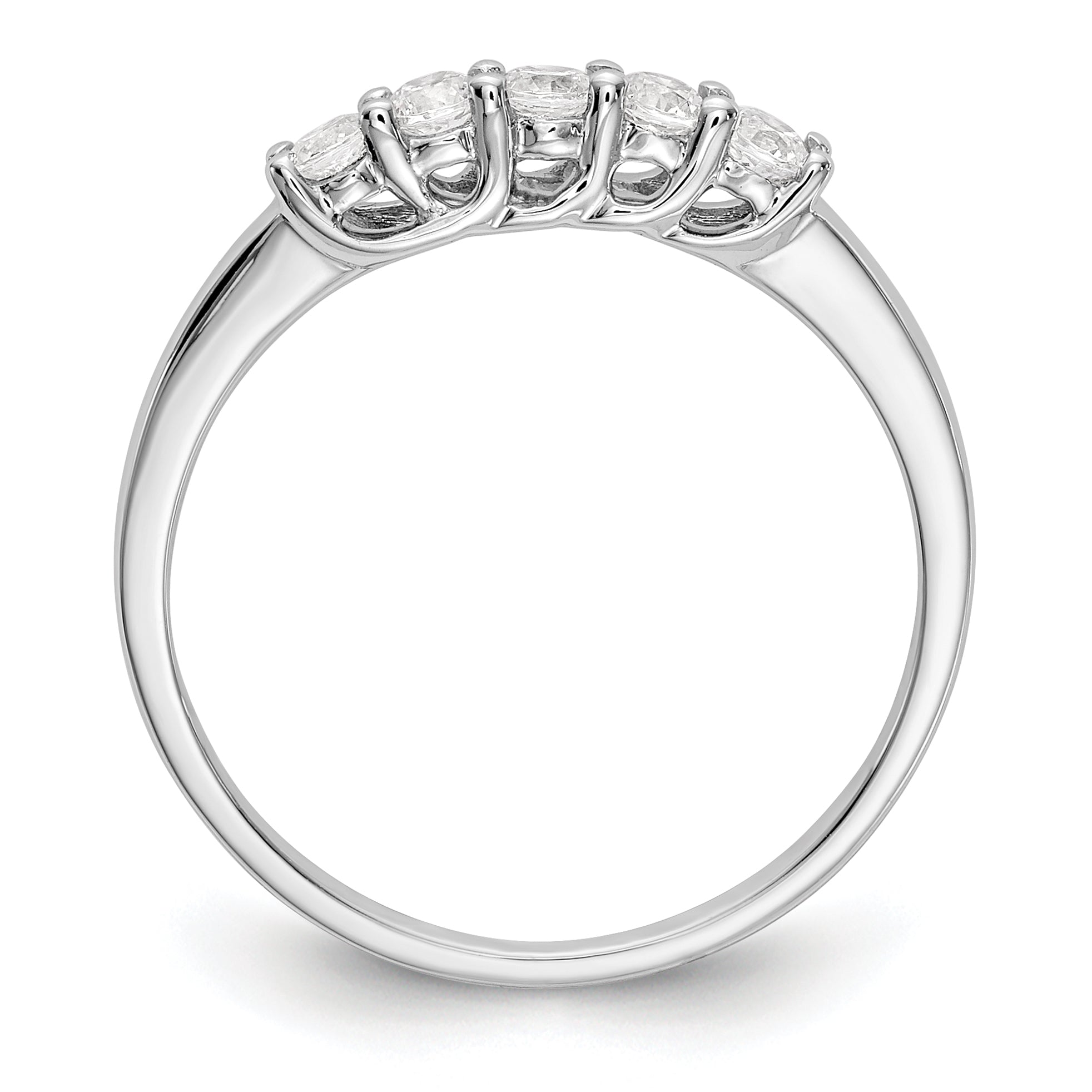 14K White Gold 5-Stone Shared Prong 1/4 carat Complete Round Diamond Band Secondary image
