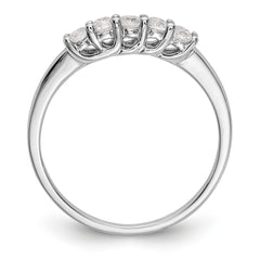 14K White Gold 5-Stone Shared Prong 1/4 carat Complete Round Diamond Band - 7