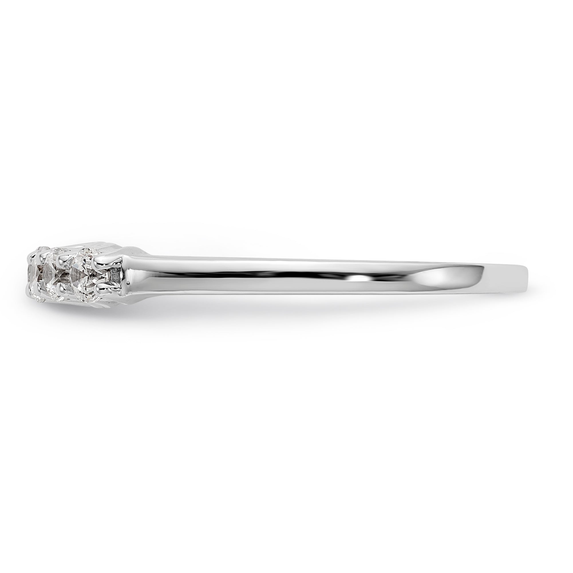 14K White Gold 5-Stone Shared Prong 1/4 carat Complete Round Diamond Band - 7