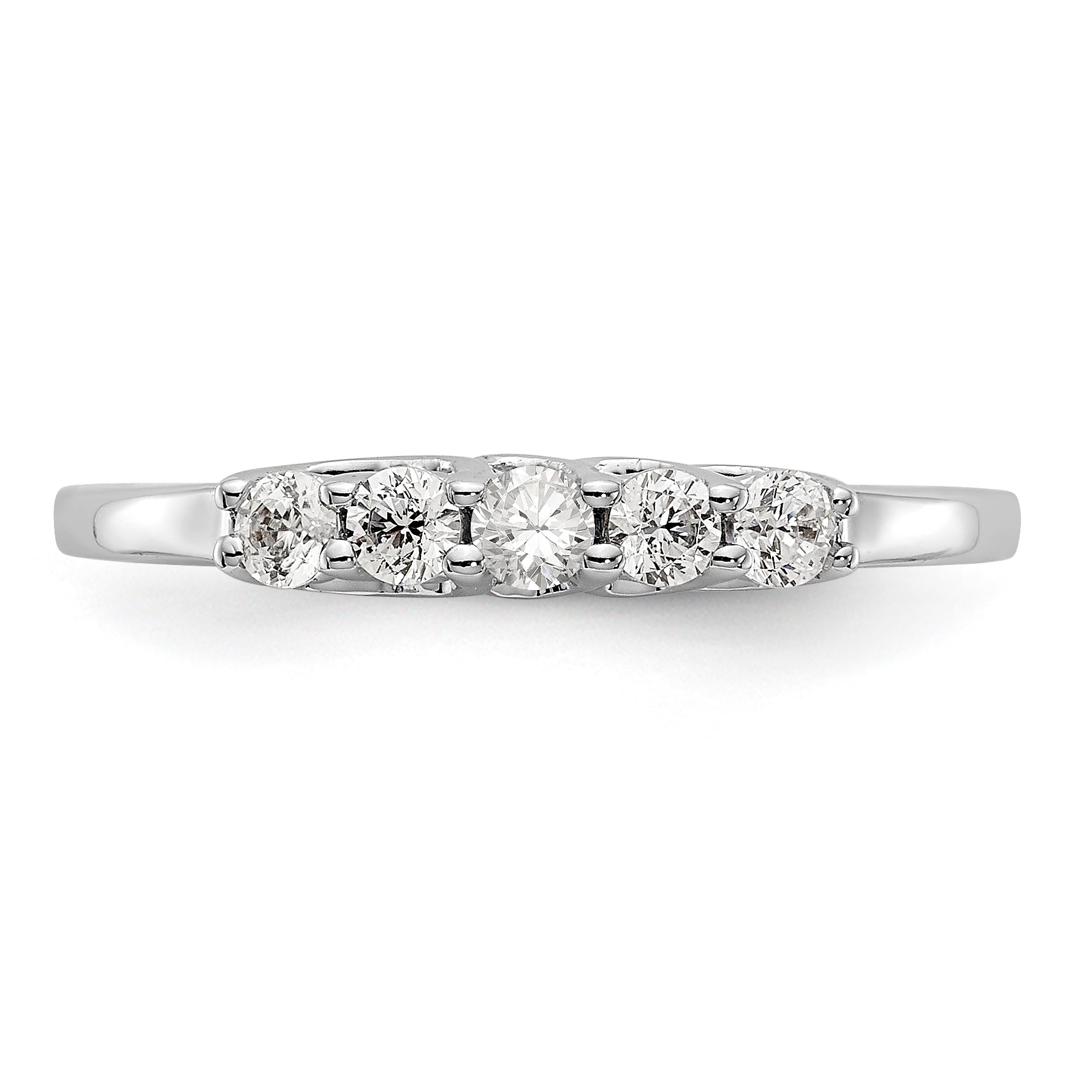 14K White Gold 5-Stone Shared Prong 1/4 carat Complete Round Diamond Band - 7