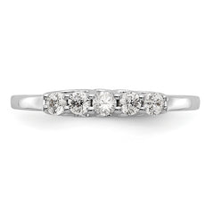 14K White Gold 5-Stone Shared Prong 1/4 carat Complete Round Diamond Band - 7
