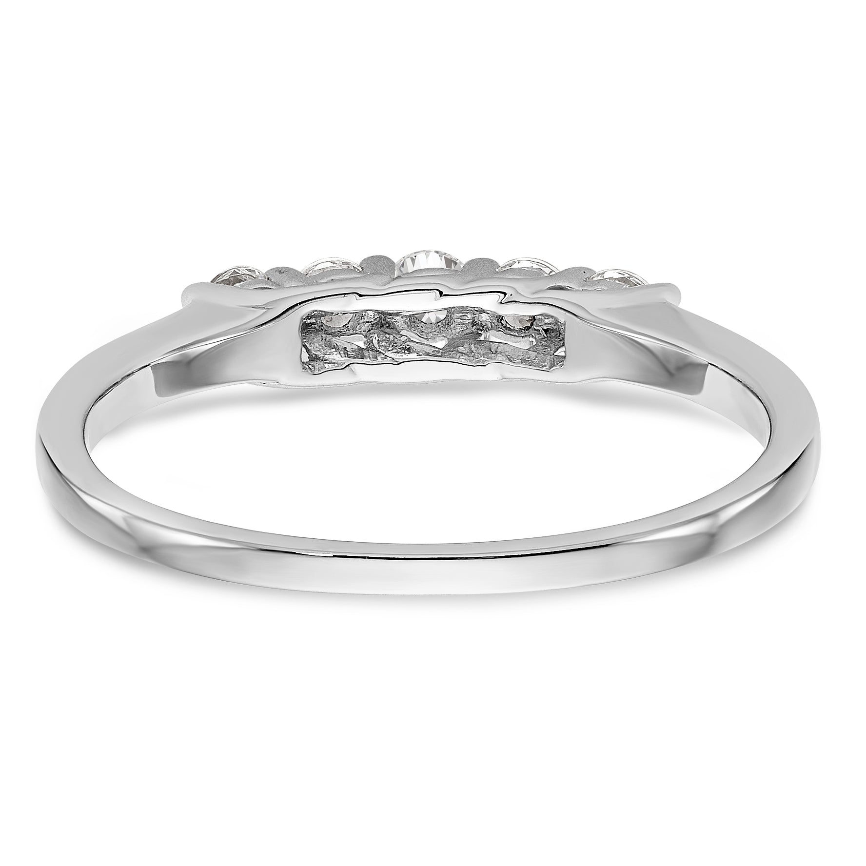 14K White Gold 5-Stone Shared Prong 1/4 carat Complete Round Diamond Band - 7