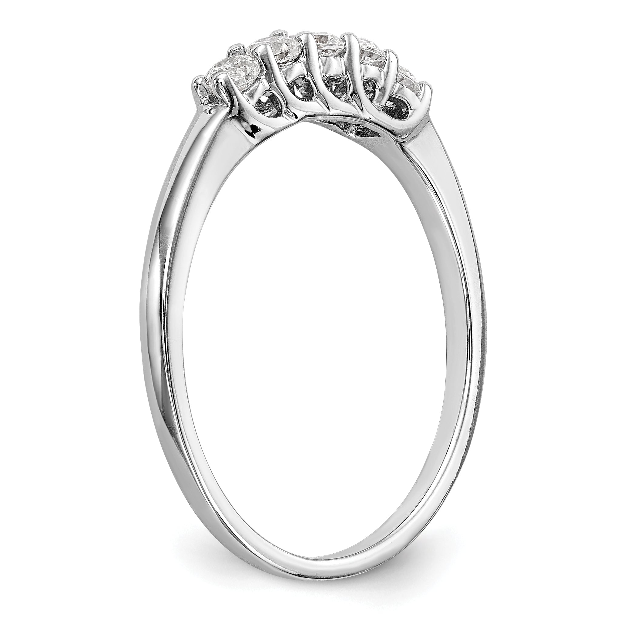 14K White Gold 5-Stone Shared Prong 1/4 carat Complete Round Diamond Band