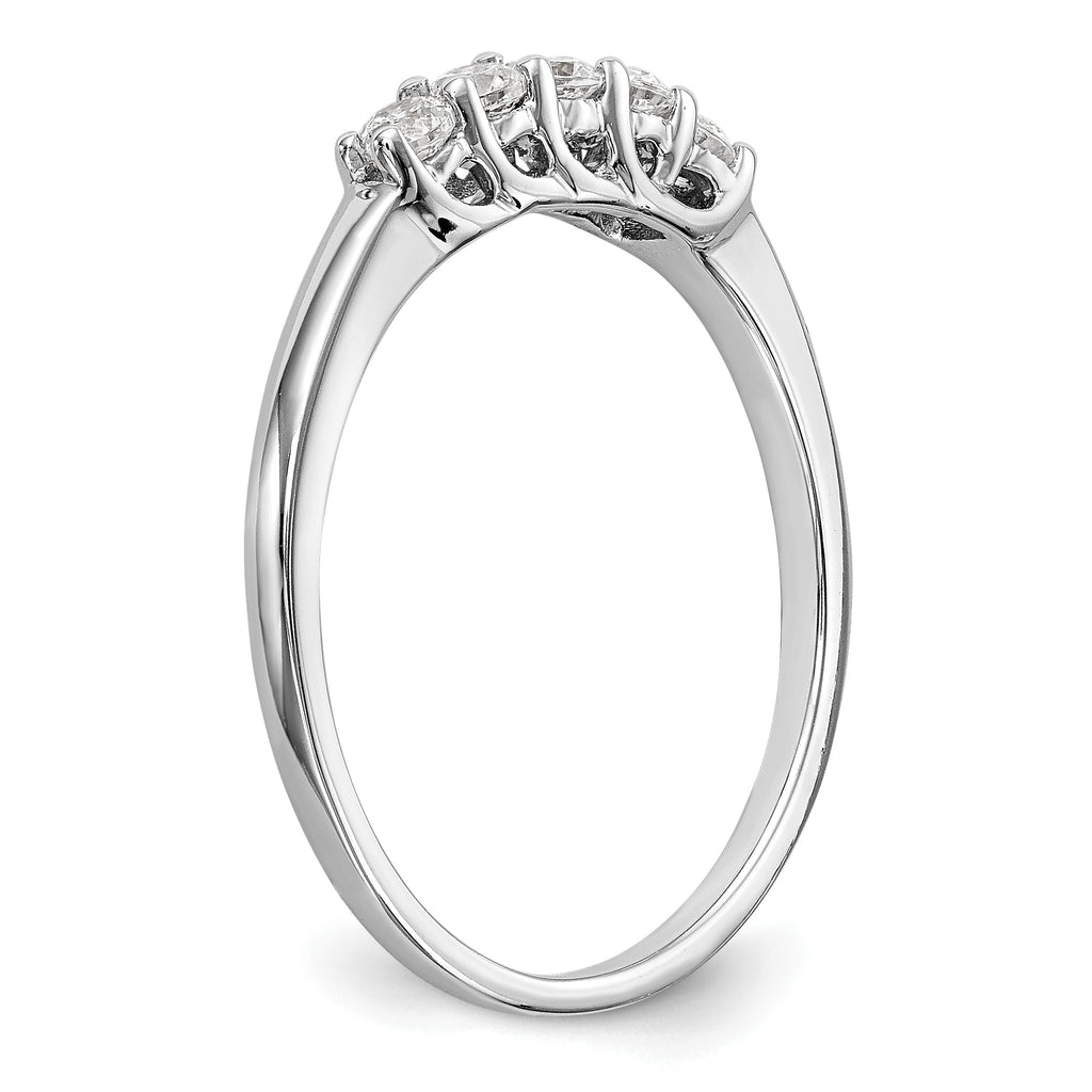 14K White Gold 5-Stone Shared Prong 1/4 carat Complete Round Diamond Band
