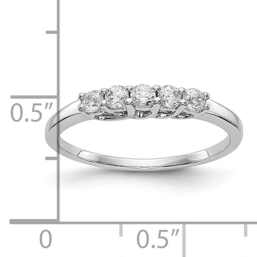14K White Gold 5-Stone Shared Prong 1/4 carat Complete Round Diamond Band