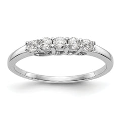 14K White Gold 5-Stone Shared Prong 1/4 carat Complete Round Diamond Band - 7
