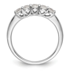 14K White Gold 5-Stone Shared Prong 1/2 carat Complete Round Diamond Band - 7