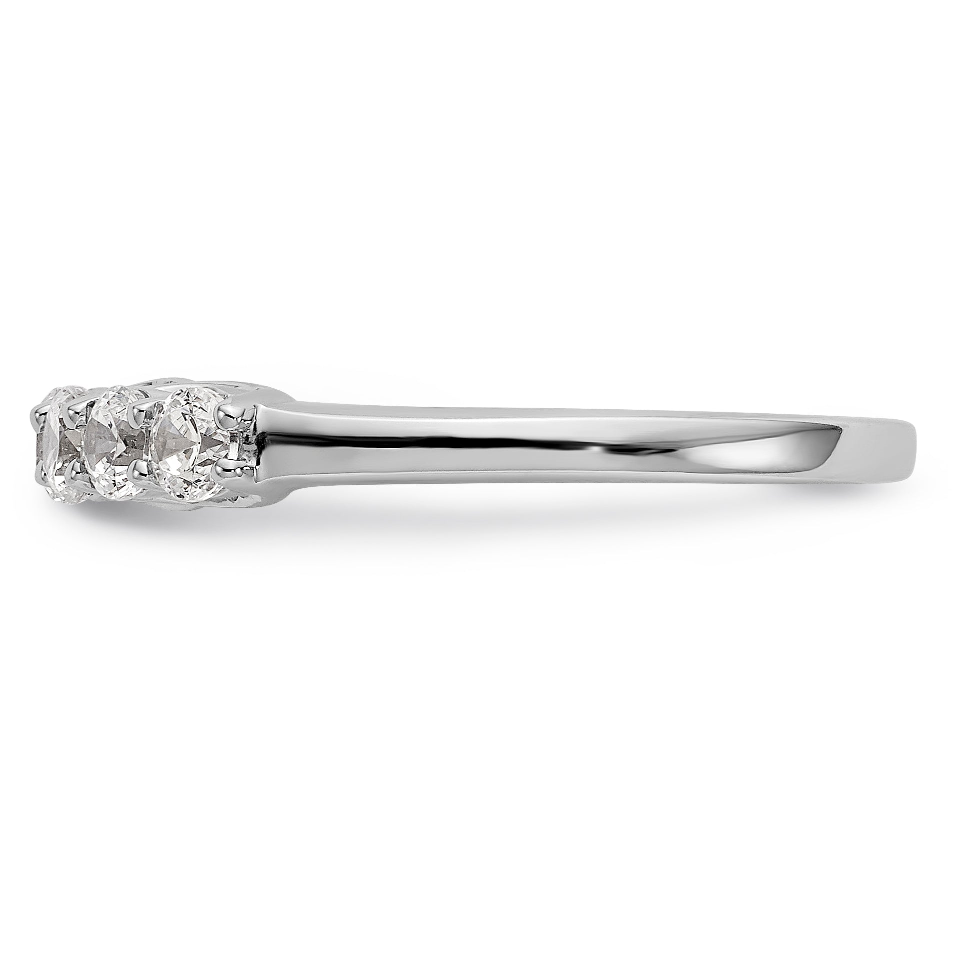 14K White Gold 5-Stone Shared Prong 1/2 carat Complete Round Diamond Band - 7