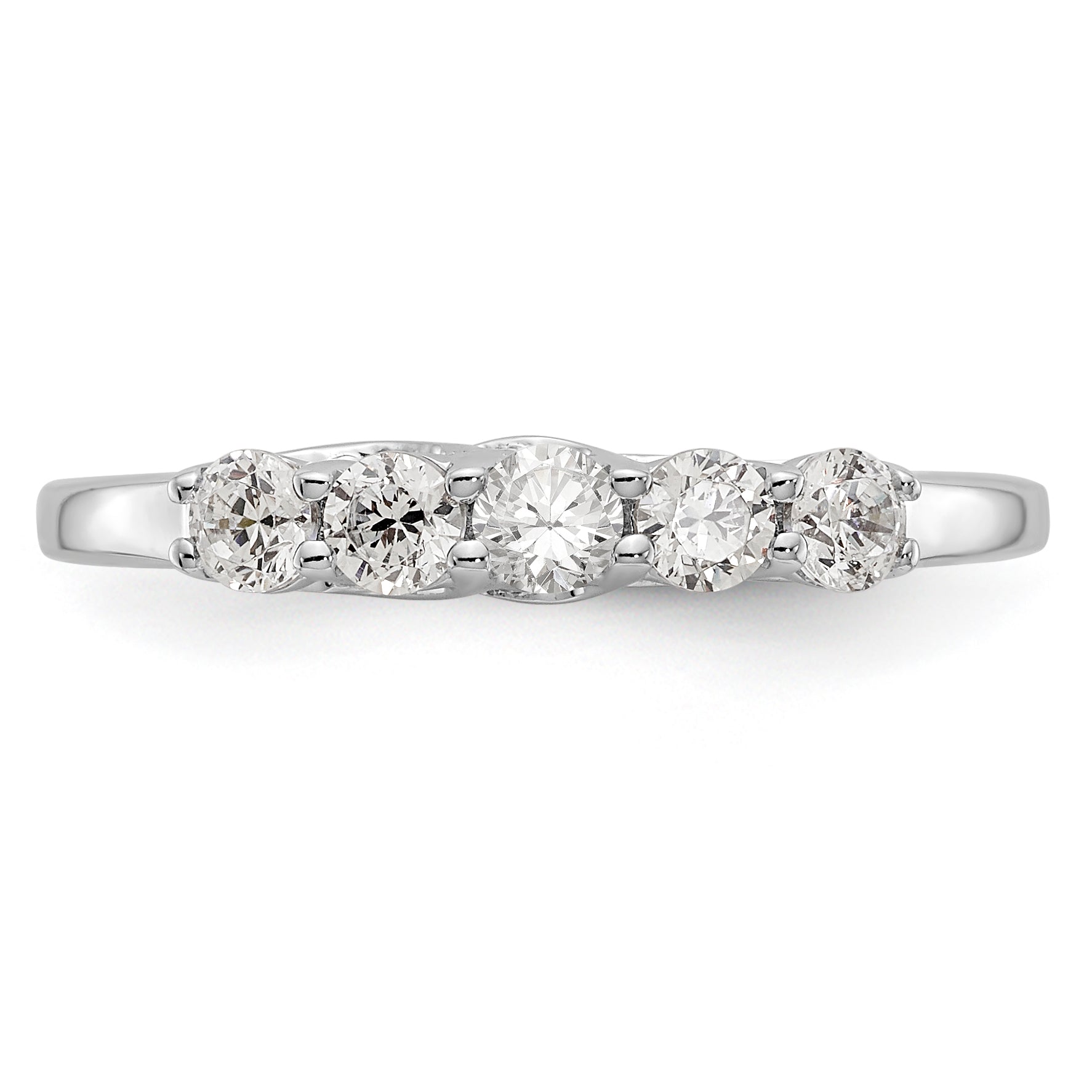 14K White Gold 5-Stone Shared Prong 1/2 carat Complete Round Diamond Band - 7