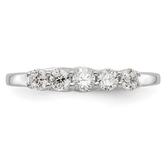14K White Gold 5-Stone Shared Prong 1/2 carat Complete Round Diamond Band - 7