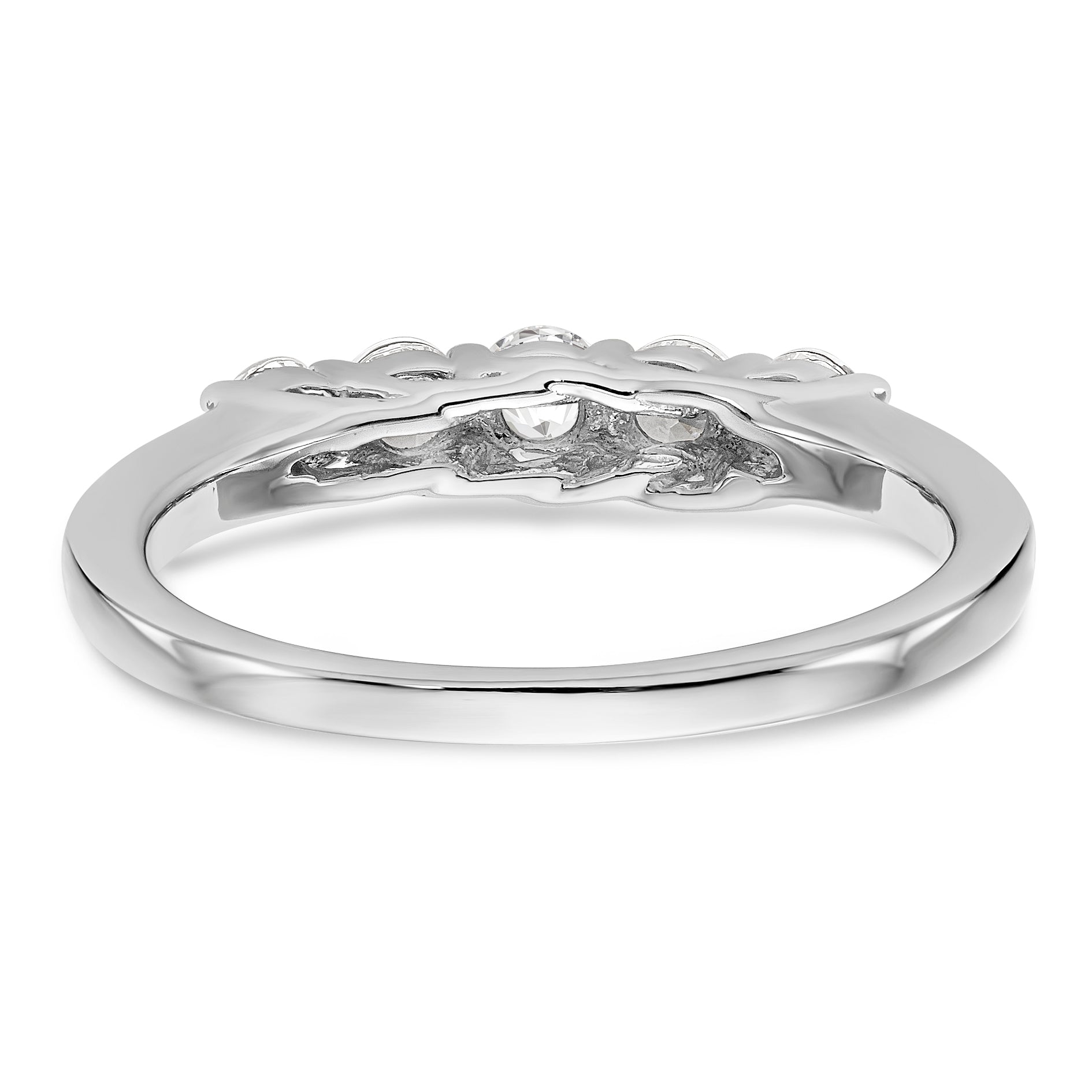 14K White Gold 5-Stone Shared Prong 1/2 carat Complete Round Diamond Band - 7