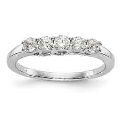 14K White Gold 5-Stone Shared Prong 1/2 carat Complete Round Diamond Band - 7