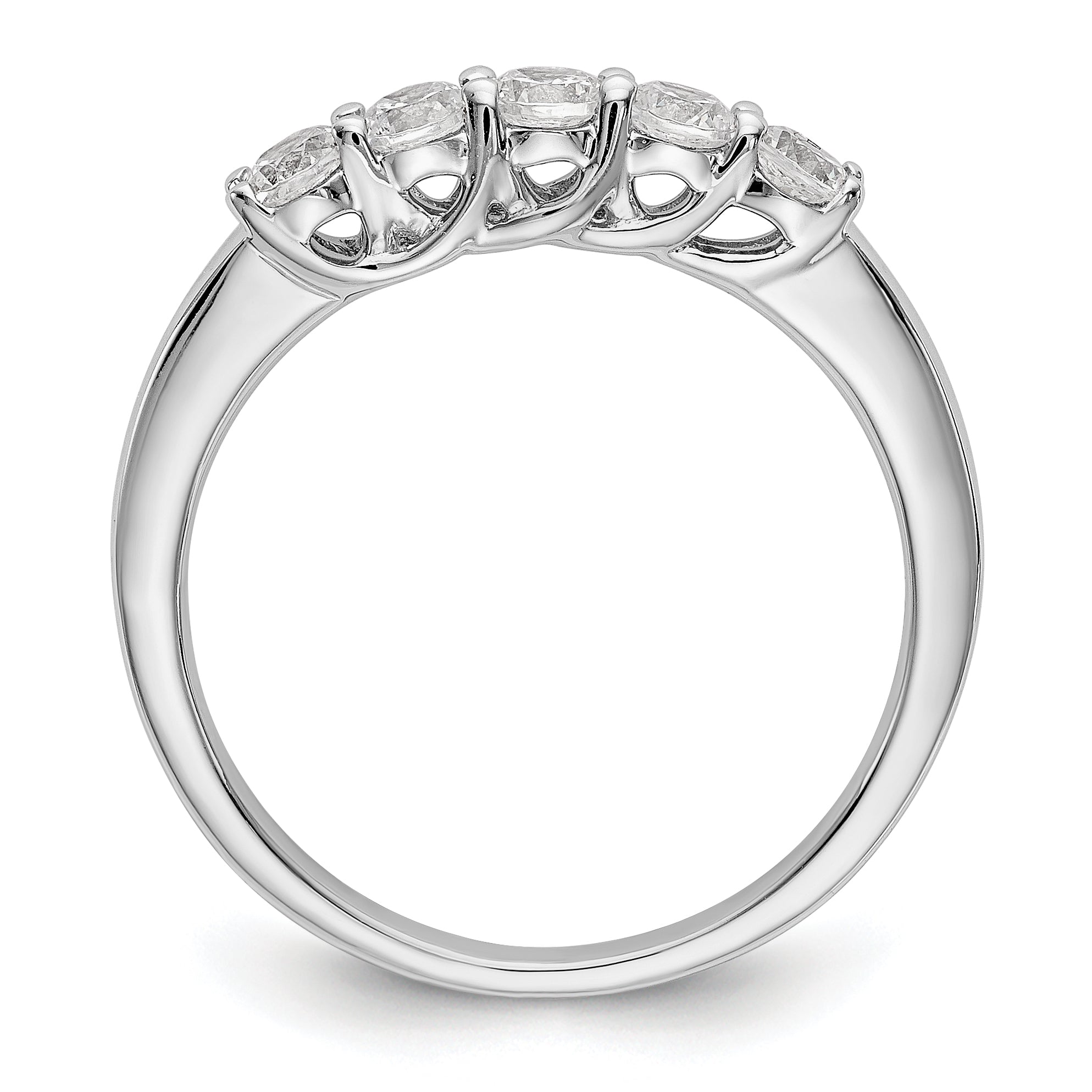 14K White Gold 5-Stone Shared Prong 1/2 carat Complete Round Diamond Band Secondary image