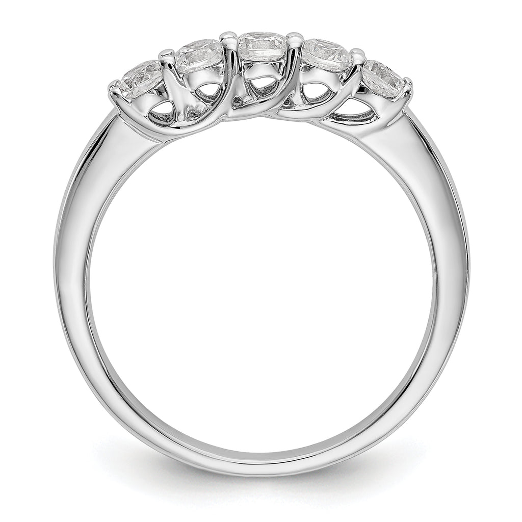 14K White Gold 5-Stone Shared Prong 1/2 carat Complete Round Diamond Band