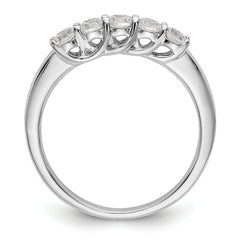 14K White Gold 5-Stone Shared Prong 1/2 carat Complete Round Diamond Band
