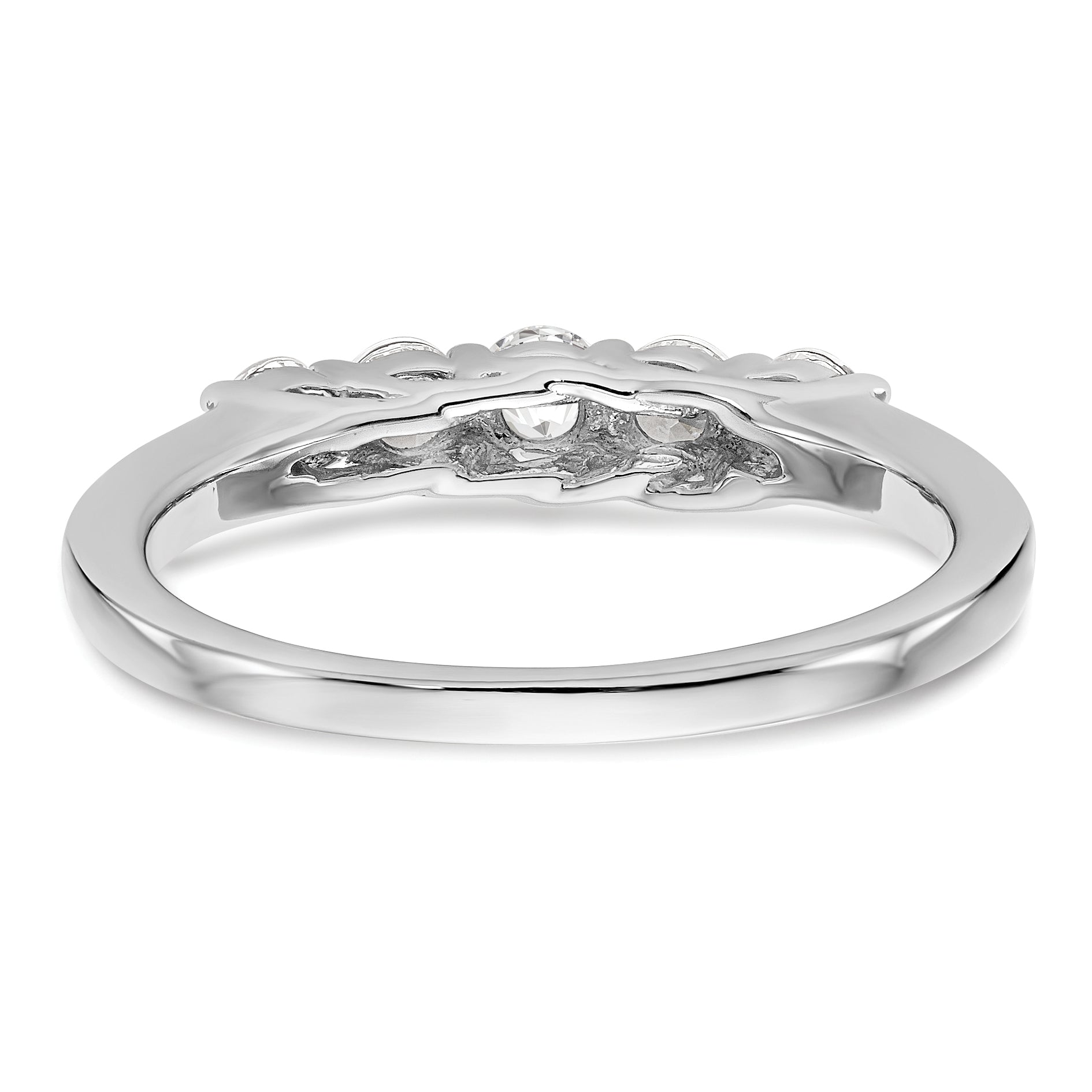 14K White Gold 5-Stone Shared Prong 1/2 carat Complete Round Diamond Band
