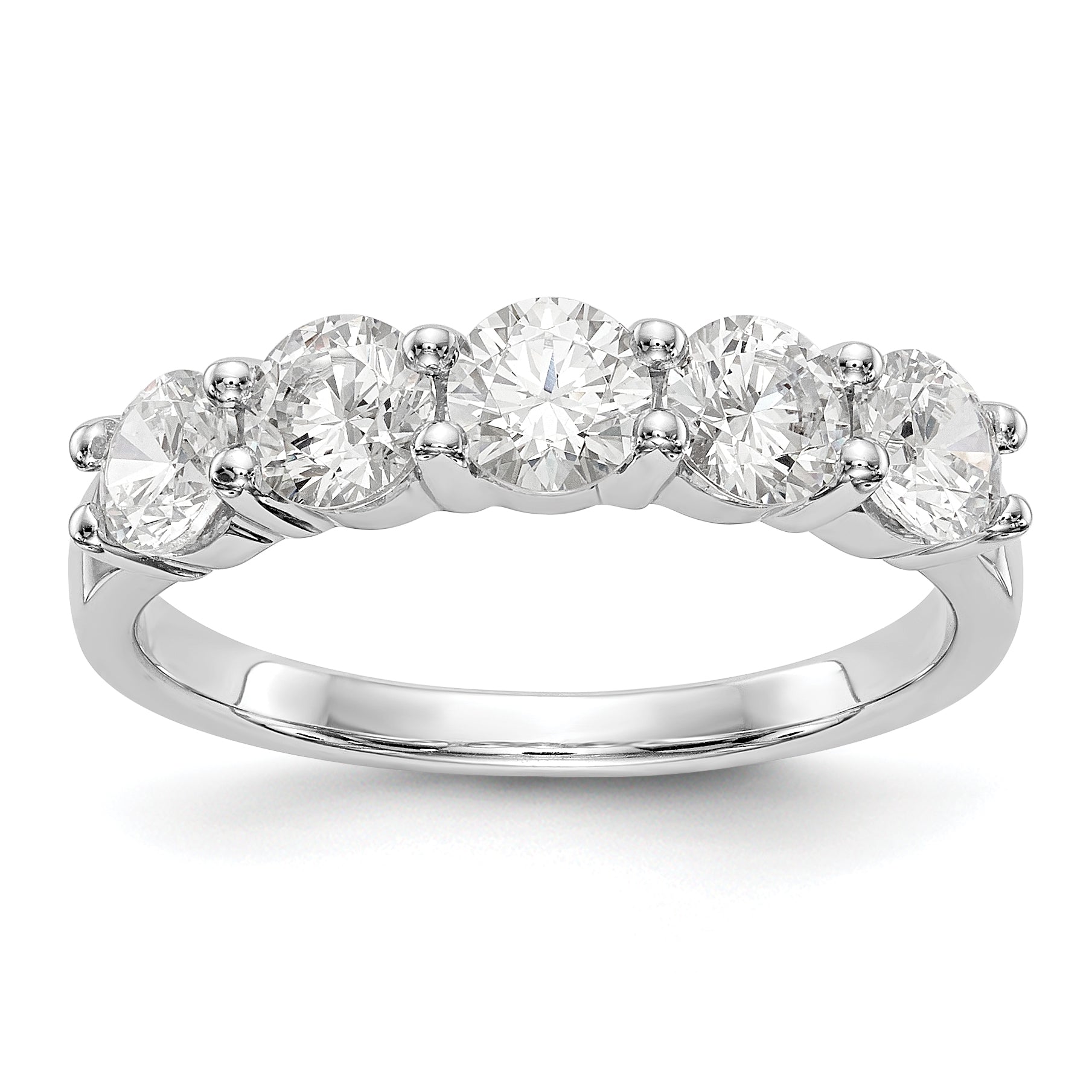 14K White Gold 5-Stone Shared Prong 1.3 carat Complete Round Diamond Band Main image