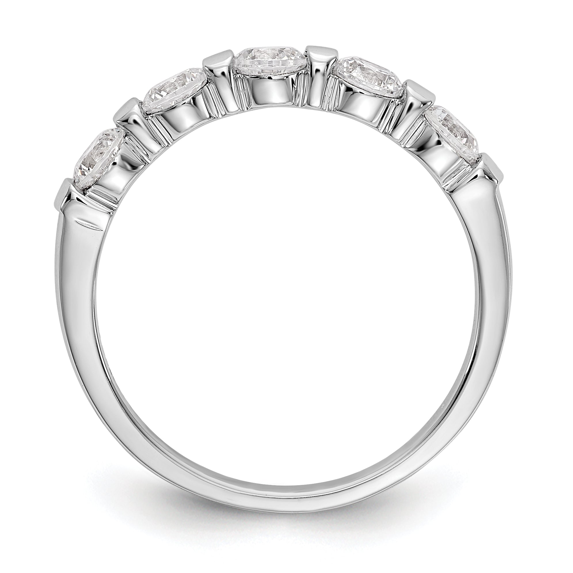 14K White Gold 5-Stone Channel-set 3/4 carat Complete Round Diamond Band Secondary image