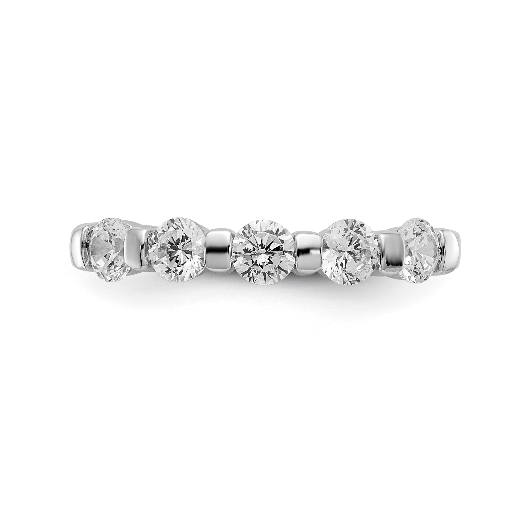 14K White Gold 5-Stone Channel-set (Holds 5-3.4mm Round) Diamond Band Mounting