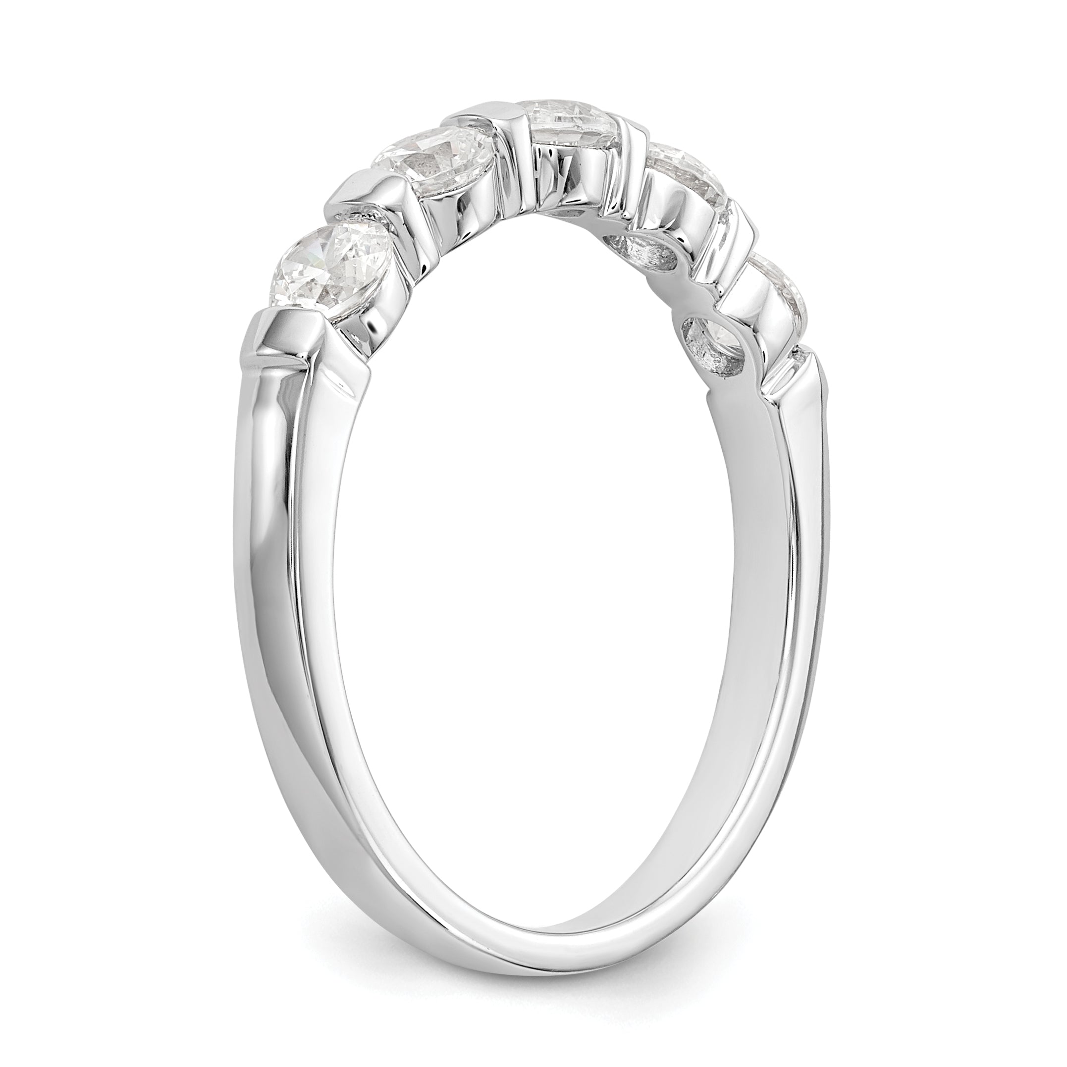 14K White Gold 5-Stone Channel-set 3/4 carat Complete Round Diamond Band