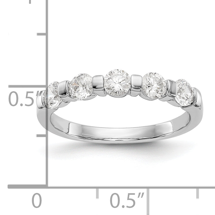 14K White Gold 5-Stone Channel-set 3/4 carat Complete Round Diamond Band