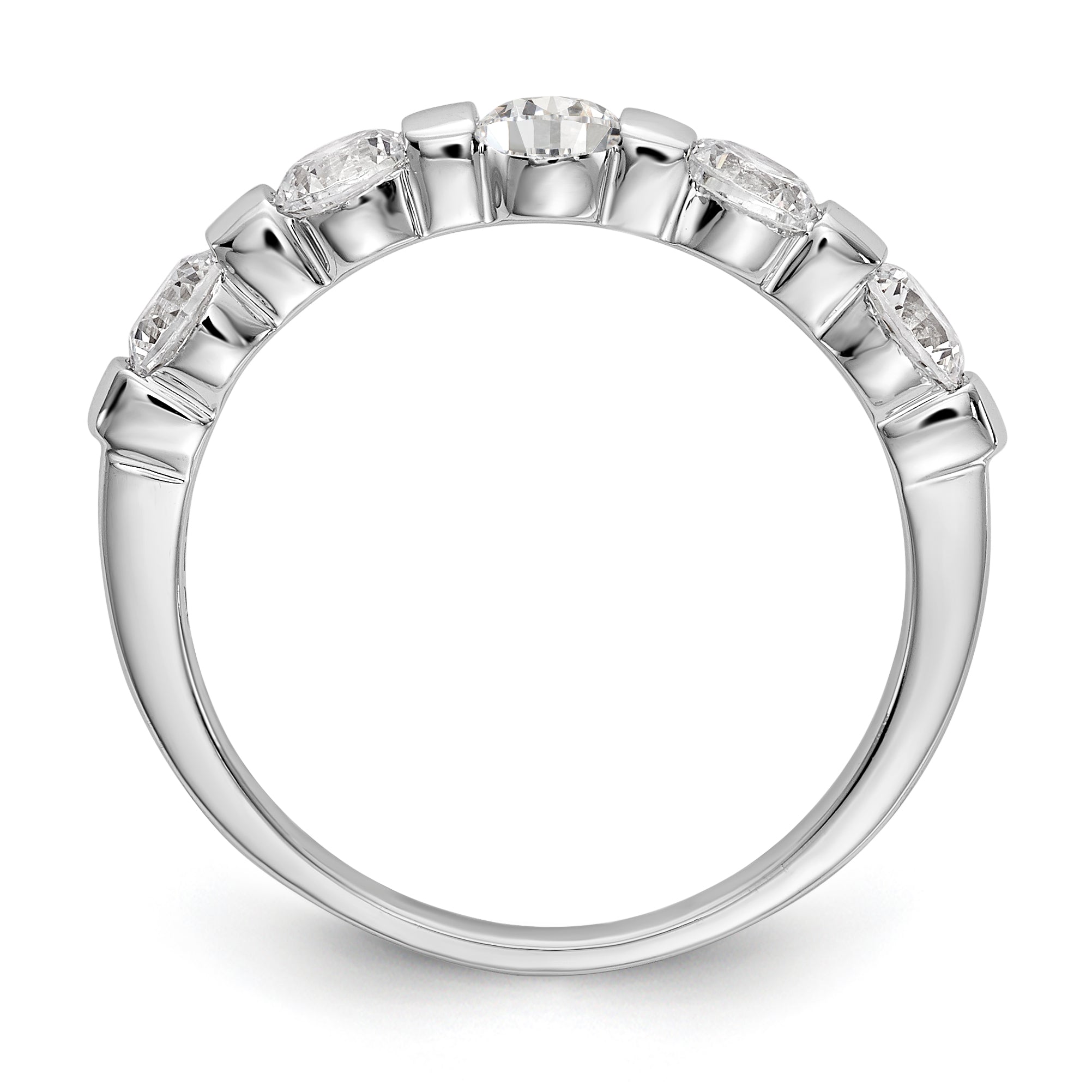 14K White Gold 5-Stone Channel-set 1 carat Complete Round Diamond Band - 7