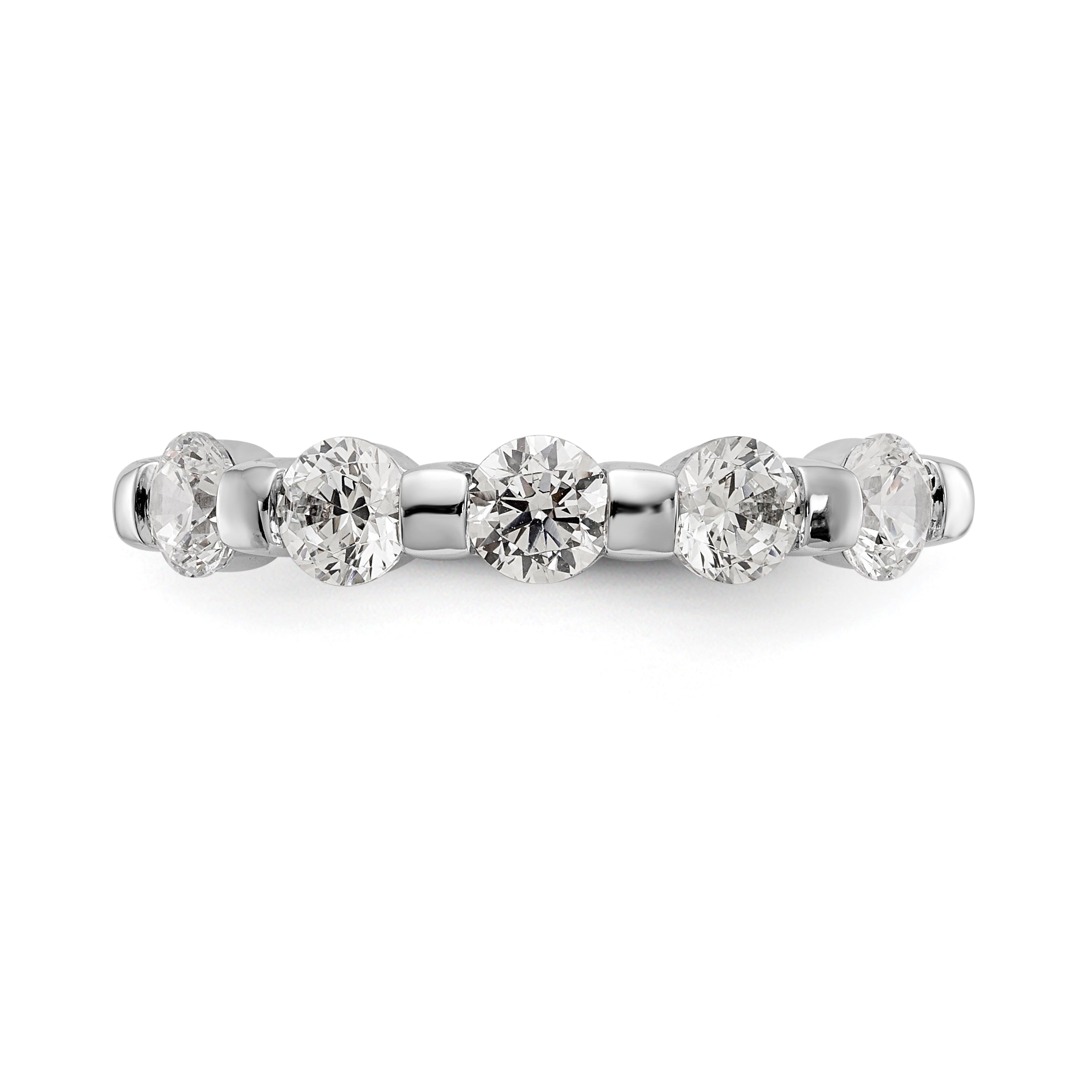 14K White Gold 5-Stone Channel-set 1 carat Complete Round Diamond Band - 7