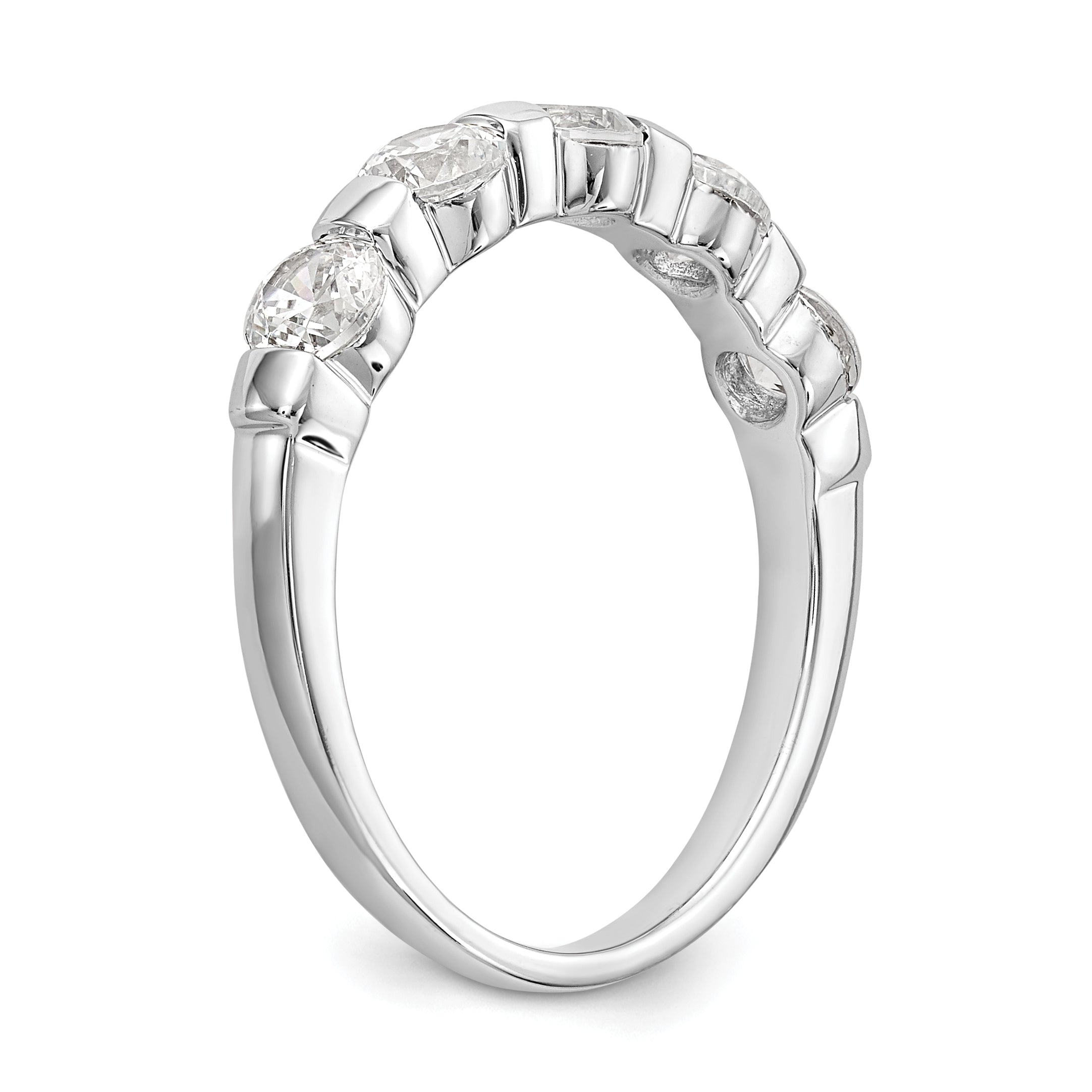 14K White Gold 5-Stone Channel-set 1 carat Complete Round Diamond Band
