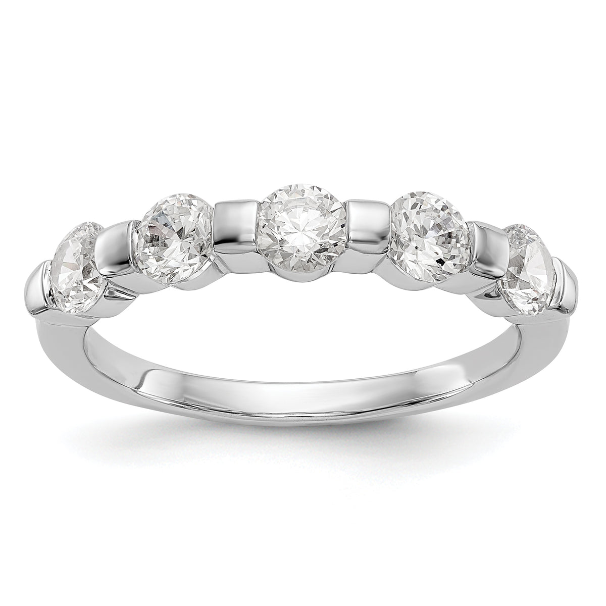 14K White Gold 5-Stone Channel-set 1 carat Complete Round Diamond Band - 7