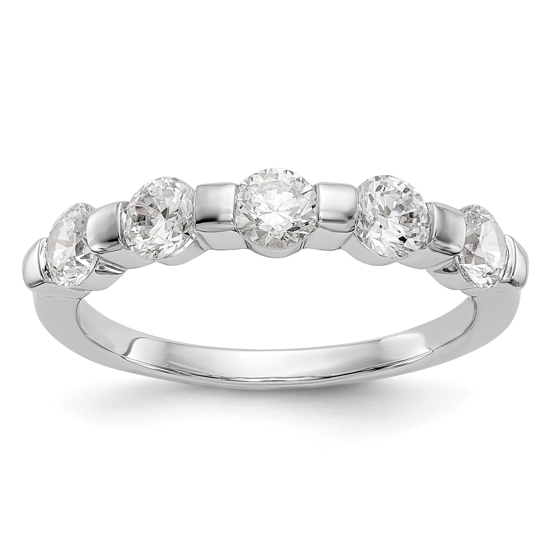 14K White Gold 5-Stone Channel-set 1 carat Complete Round Diamond Band Main image