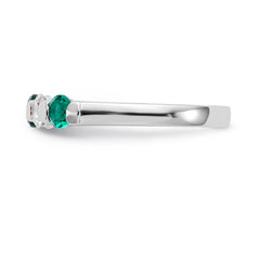 14K White Gold 1/3 carat Diamond and Emerald Complete Band