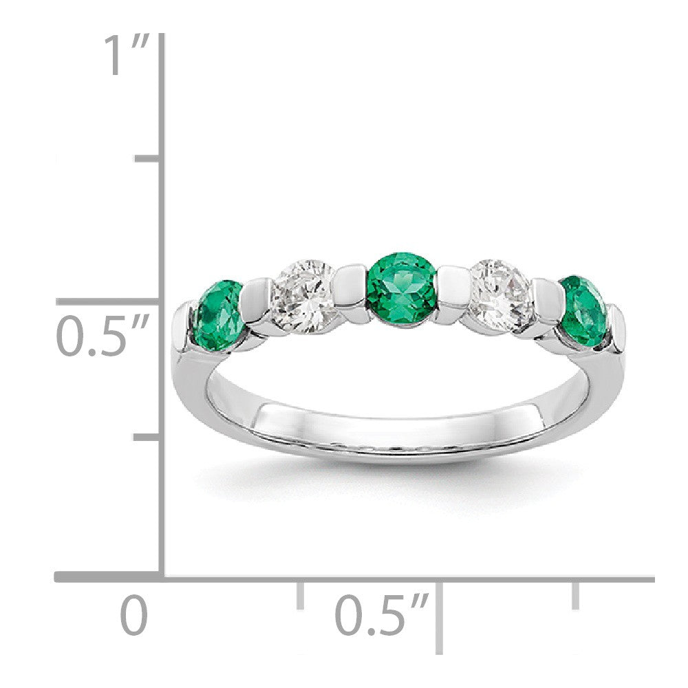 14K White Gold Diamond w/Emerald Band