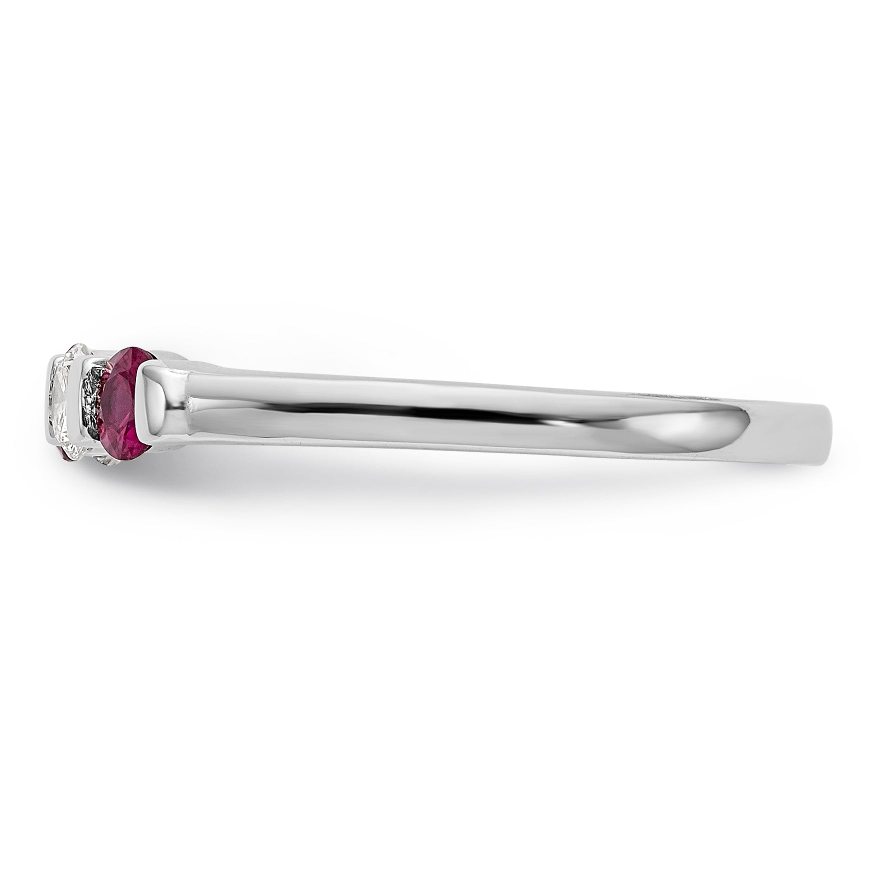 14K White Gold 1/5 carat Diamond and Ruby Complete Band