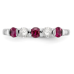 14K White Gold 1/5 carat Diamond and Ruby Complete Band