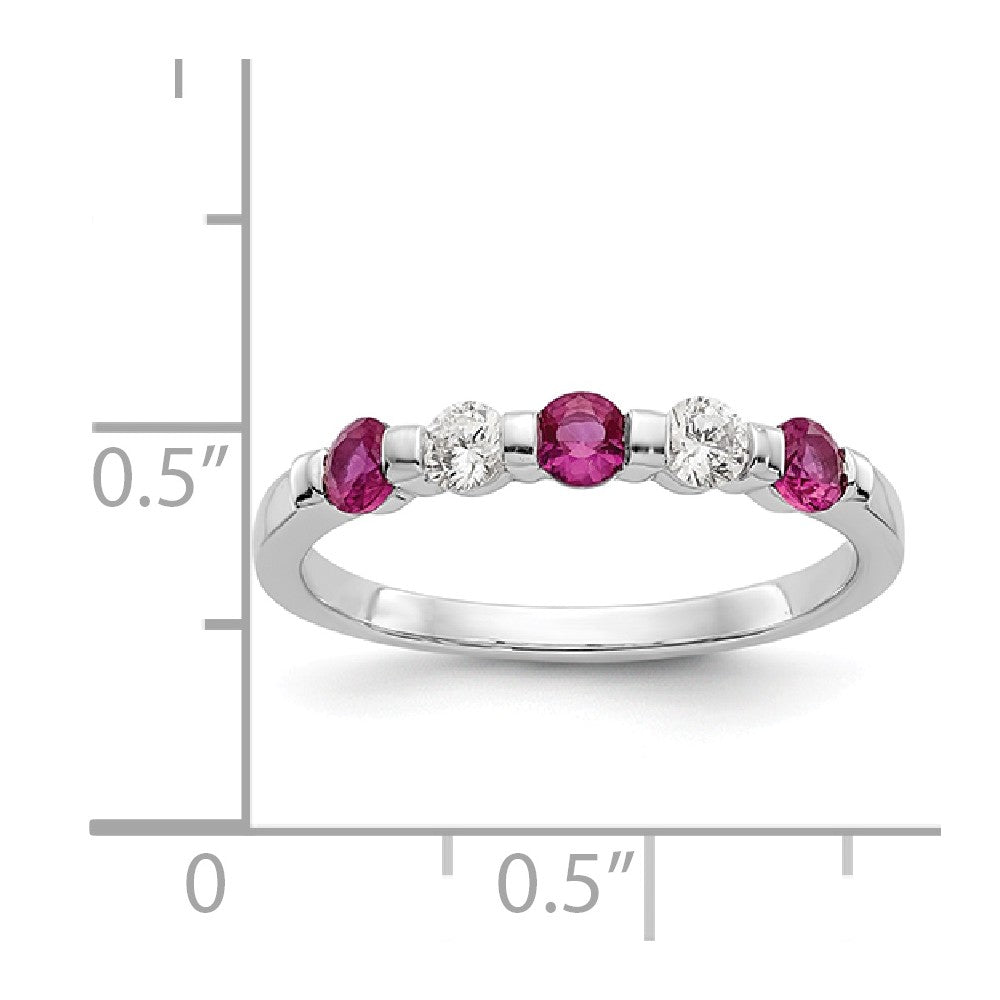 14K White Gold Diamond w/Ruby Band