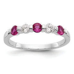 14K White Gold 1/5 carat Diamond and Ruby Complete Band