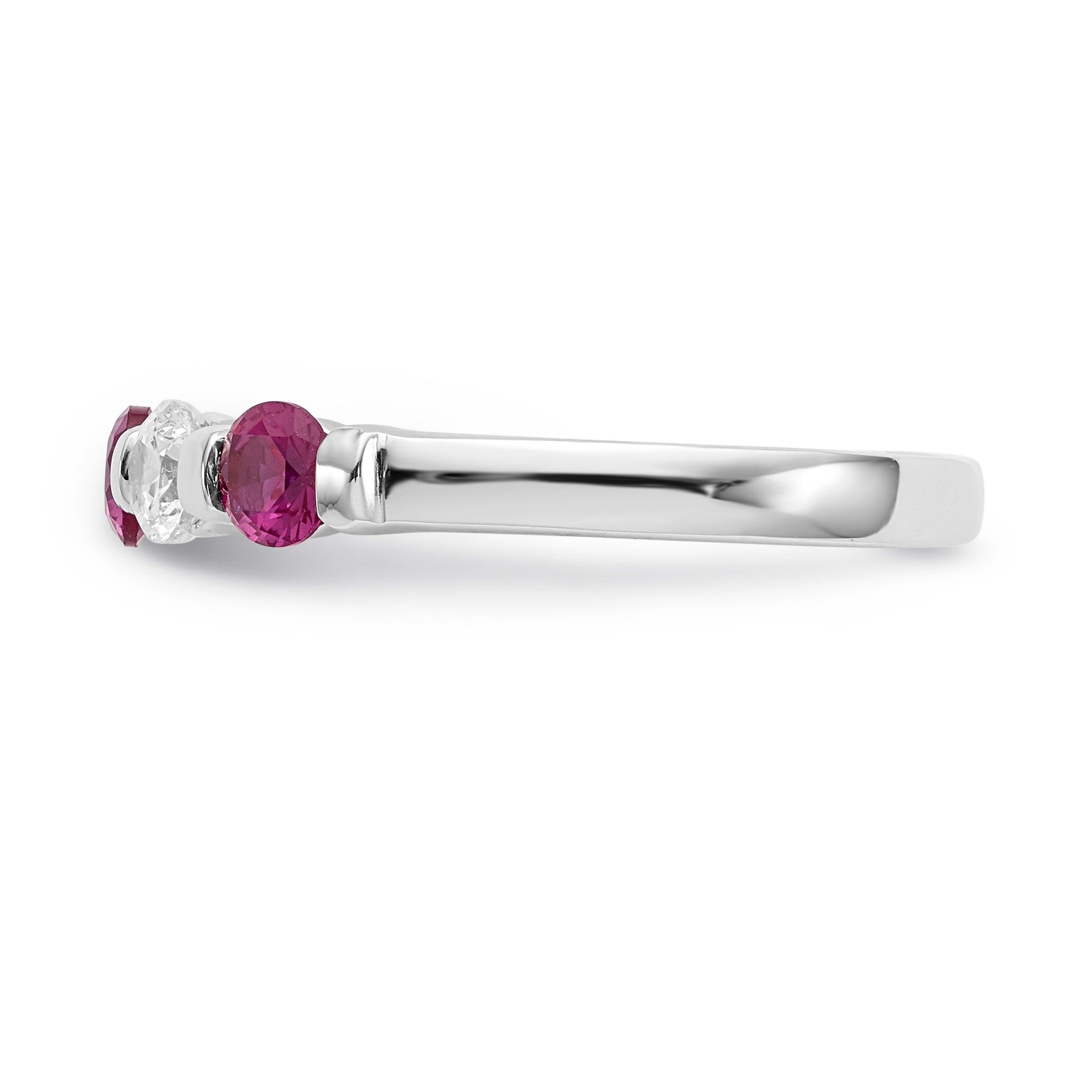 14K White Gold 1/3 carat Diamond and Ruby Complete Band